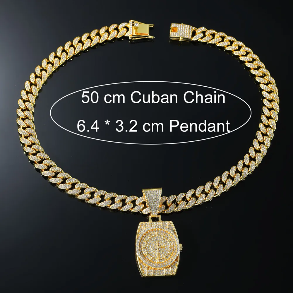 Hip-Hop Punk Clock Alloy Inlay Rhinestones Men's Pendant Necklace Necklace Pendant display picture 3
