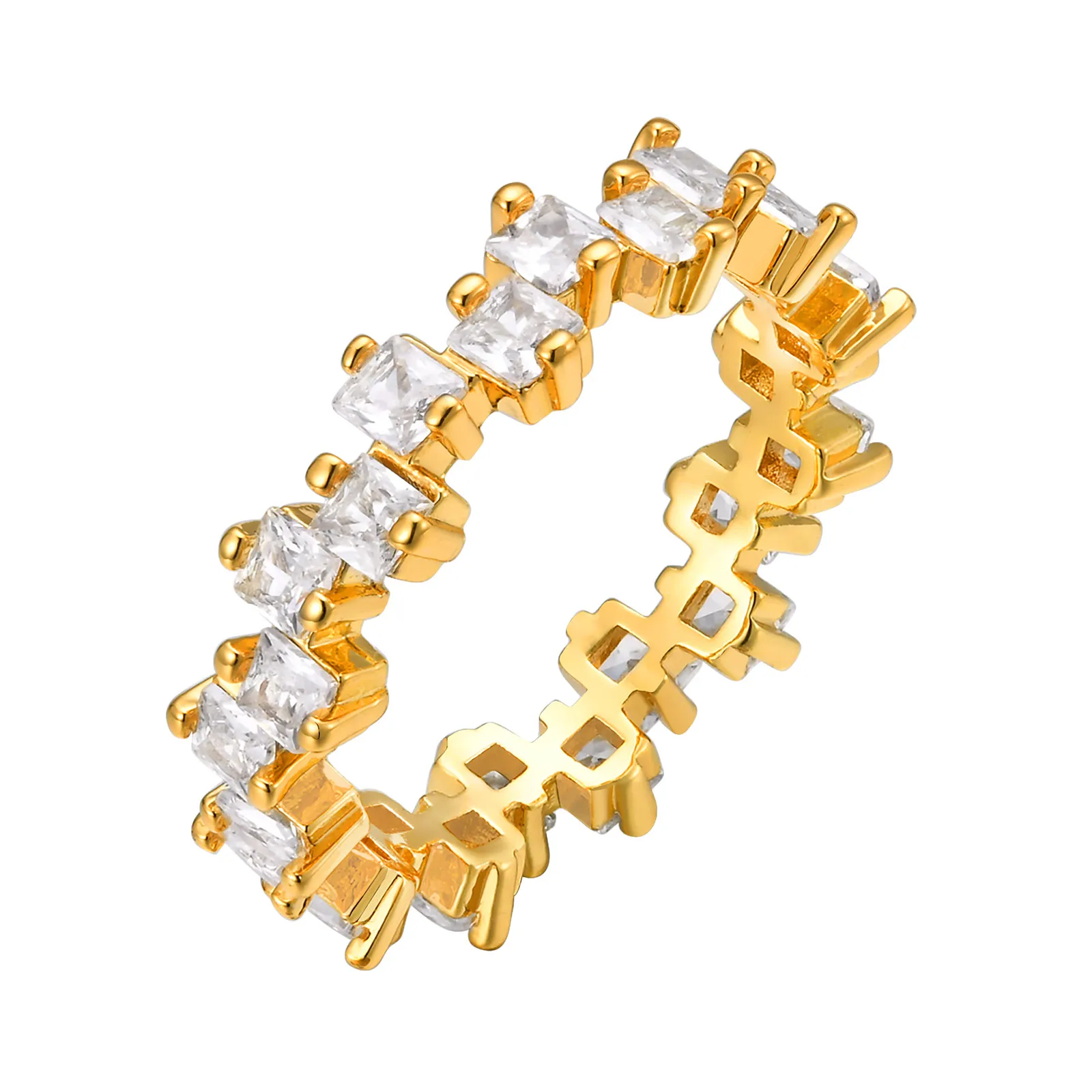 Brass 18K Gold Plated IG Style Inlay Geometric Zircon Rings display picture 1