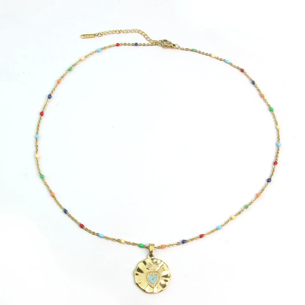 Wholesale Jewelry Vacation Beach Geometric 304 Stainless Steel 18K Gold Plated Gold Plated Enamel Plating Pendant Necklace display picture 6