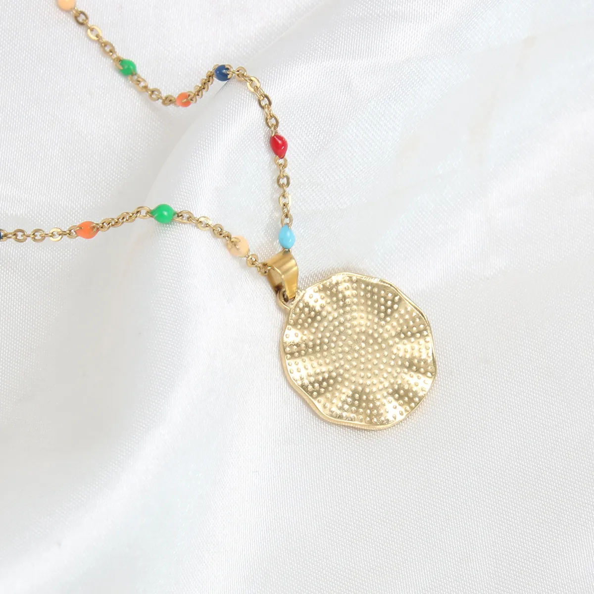 Wholesale Jewelry Vacation Beach Geometric 304 Stainless Steel 18K Gold Plated Gold Plated Enamel Plating Pendant Necklace display picture 7