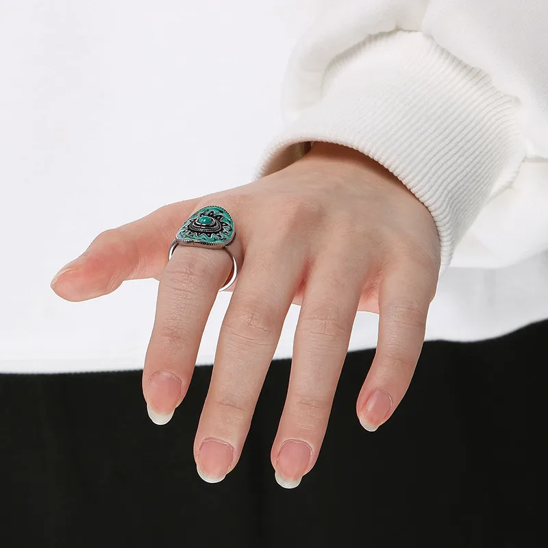 Wholesale Jewelry Retro Simple Style Oval 304 Stainless Steel Gem Enamel Inlay Rings display picture 3