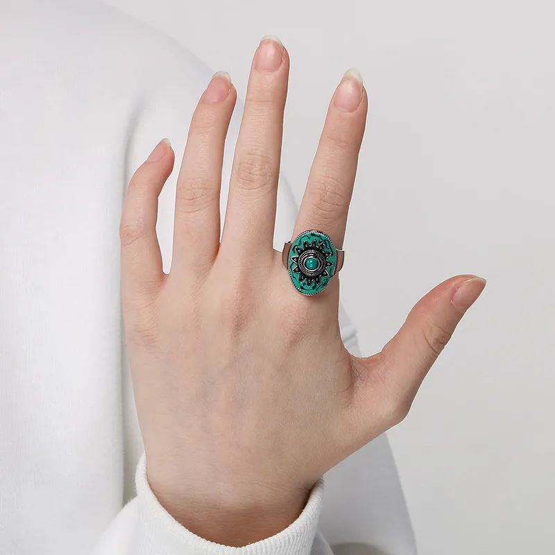 Wholesale Jewelry Retro Simple Style Oval 304 Stainless Steel Gem Enamel Inlay Rings display picture 2