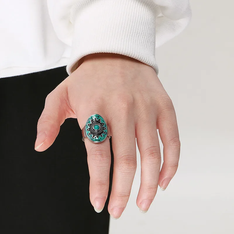 Wholesale Jewelry Retro Simple Style Oval 304 Stainless Steel Gem Enamel Inlay Rings display picture 4