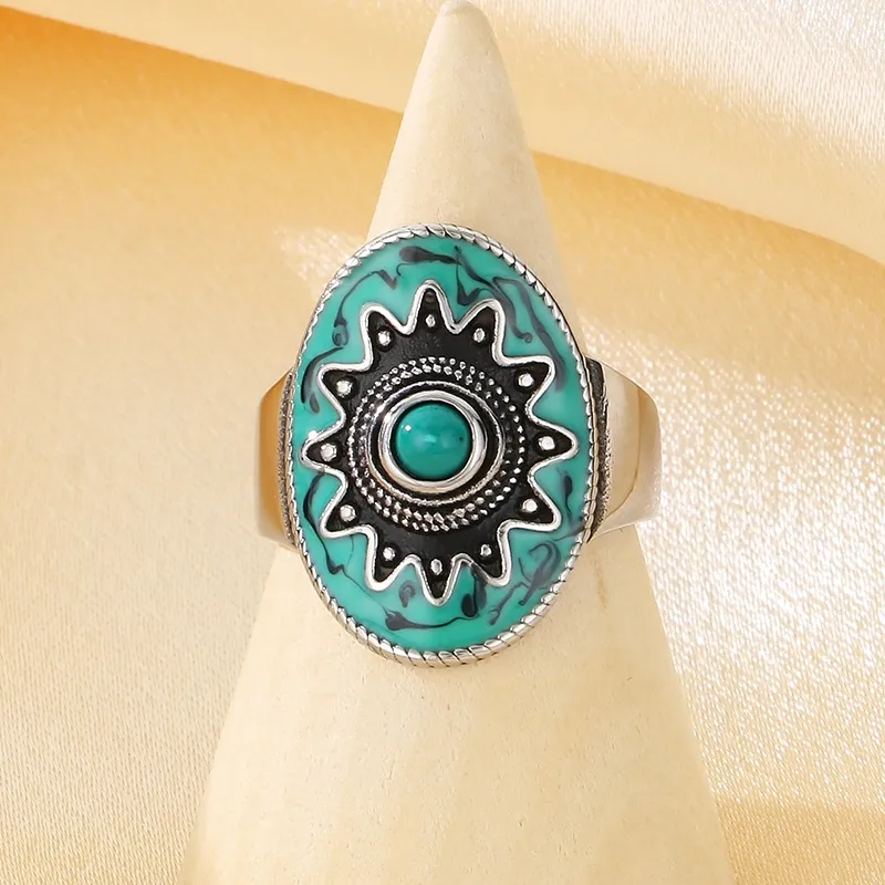 Wholesale Jewelry Retro Simple Style Oval 304 Stainless Steel Gem Enamel Inlay Rings display picture 7