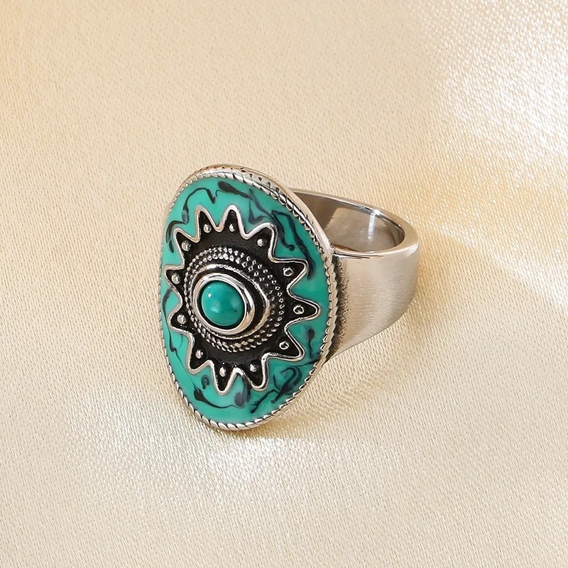 Wholesale Jewelry Retro Simple Style Oval 304 Stainless Steel Gem Enamel Inlay Rings display picture 10