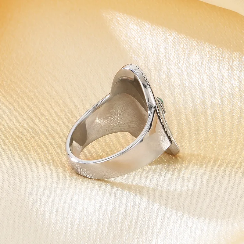 Wholesale Jewelry Retro Simple Style Oval 304 Stainless Steel Gem Enamel Inlay Rings display picture 9