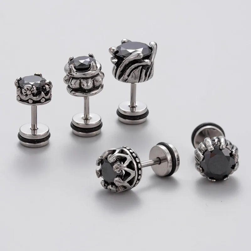 1 Piece Vintage Style Geometric 316 Stainless Steel  Zircon Ear Studs display picture 1