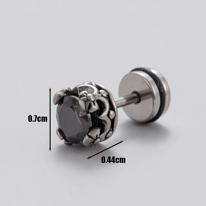 1 Piece Vintage Style Geometric 316 Stainless Steel  Zircon Ear Studs display picture 4