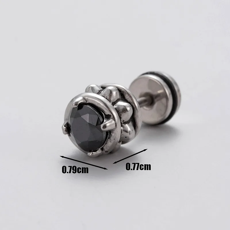 1 Piece Vintage Style Geometric 316 Stainless Steel  Zircon Ear Studs display picture 3