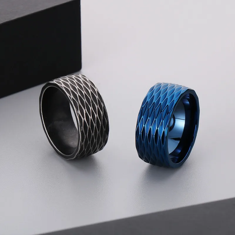 Casual Simple Style Argyle Stainless Steel 18K Gold Plated Men's Wide Band Rings display picture 11