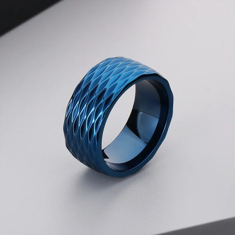 Casual Simple Style Argyle Stainless Steel 18K Gold Plated Men's Wide Band Rings display picture 7