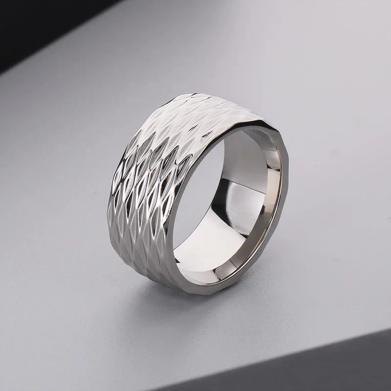 Casual Simple Style Argyle Stainless Steel 18K Gold Plated Men's Wide Band Rings display picture 9