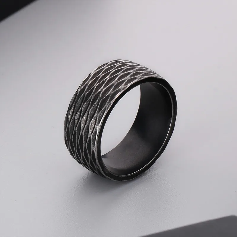 Casual Simple Style Argyle Stainless Steel 18K Gold Plated Men's Wide Band Rings display picture 8