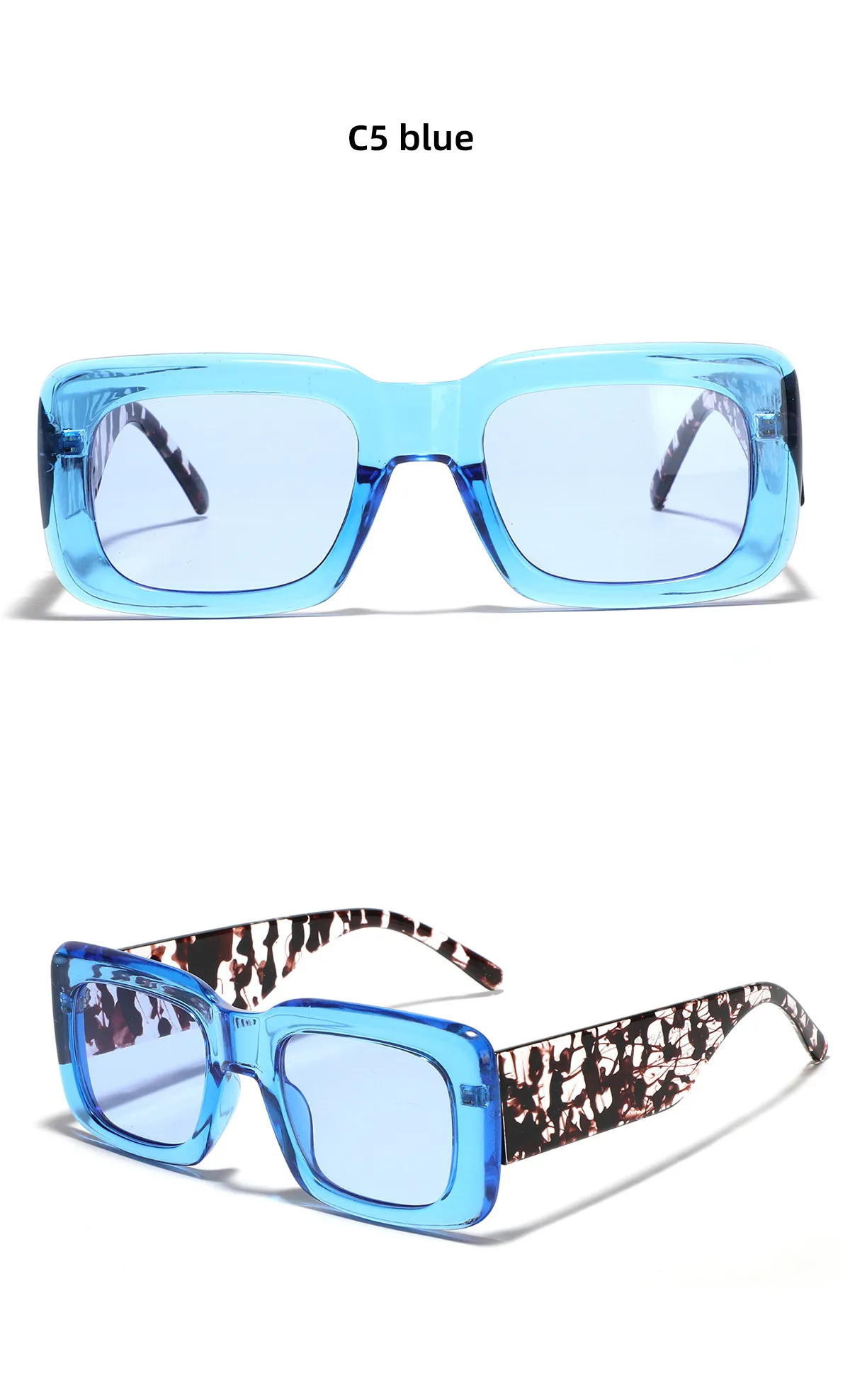 Streetwear Solid Color Leopard Ac Square Full Frame Men's Sunglasses display picture 9