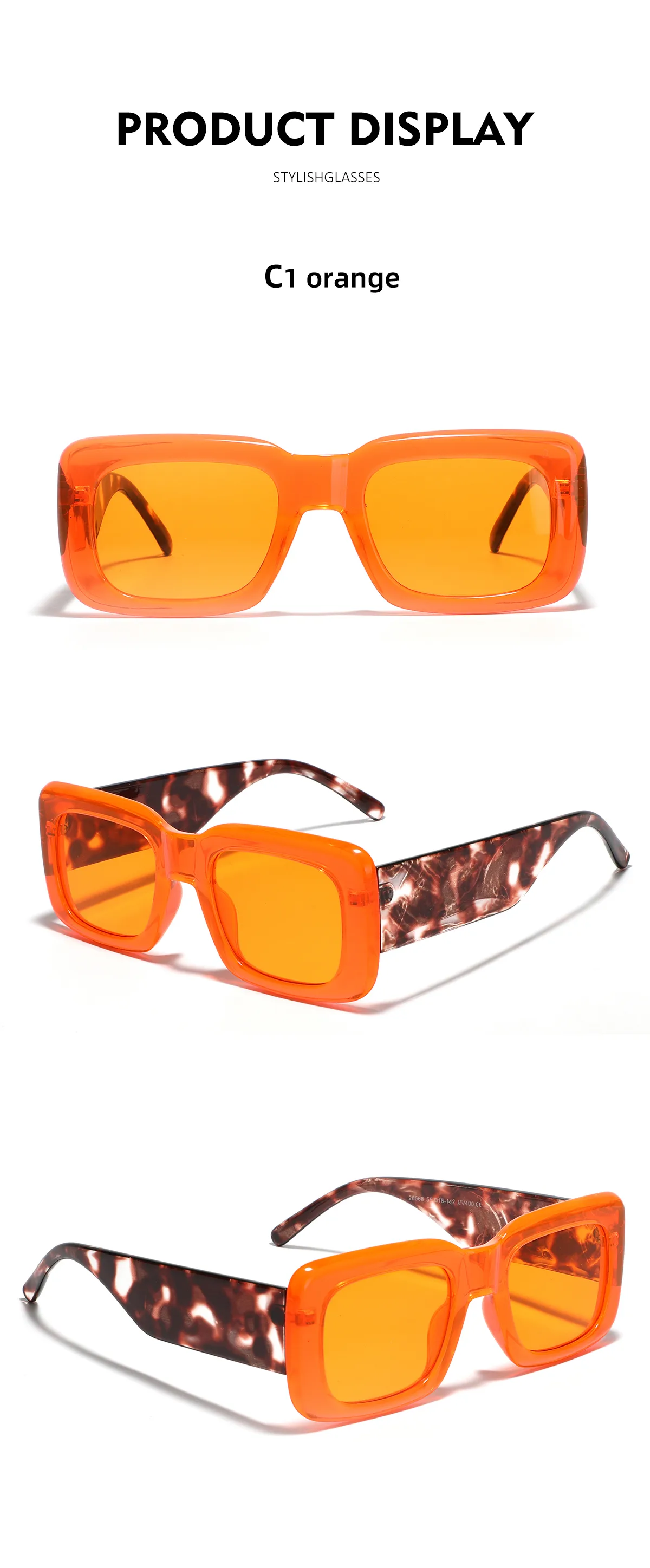Streetwear Solid Color Leopard Ac Square Full Frame Men's Sunglasses display picture 10