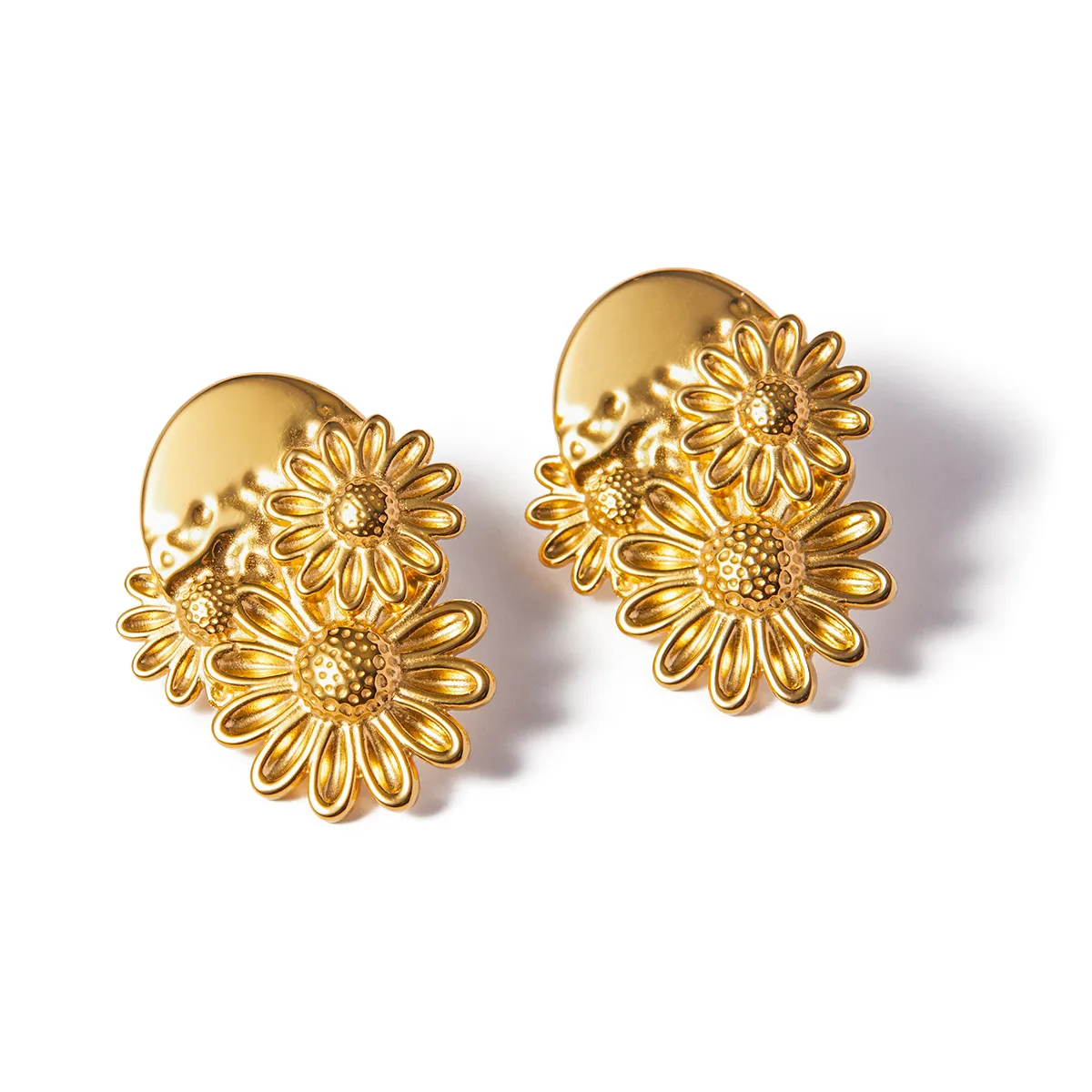 1 Pair IG Style Modern Style Simple Style Flower 304 Stainless Steel 18K Gold Plated Ear Studs display picture 1