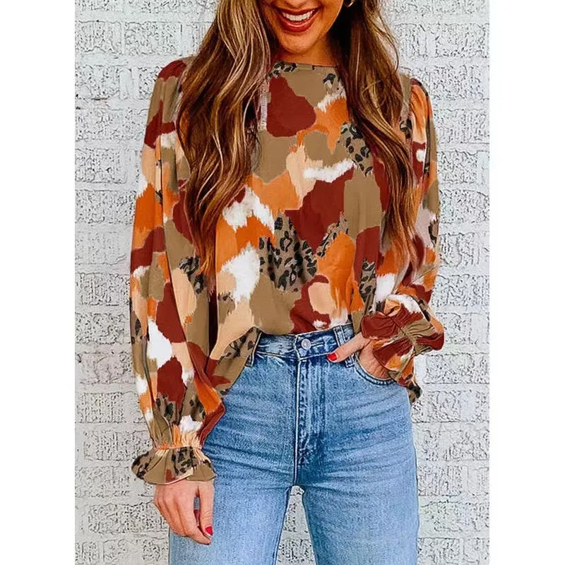 Women's Blouse Long Sleeve Blouses Vintage Style Color Block display picture 1