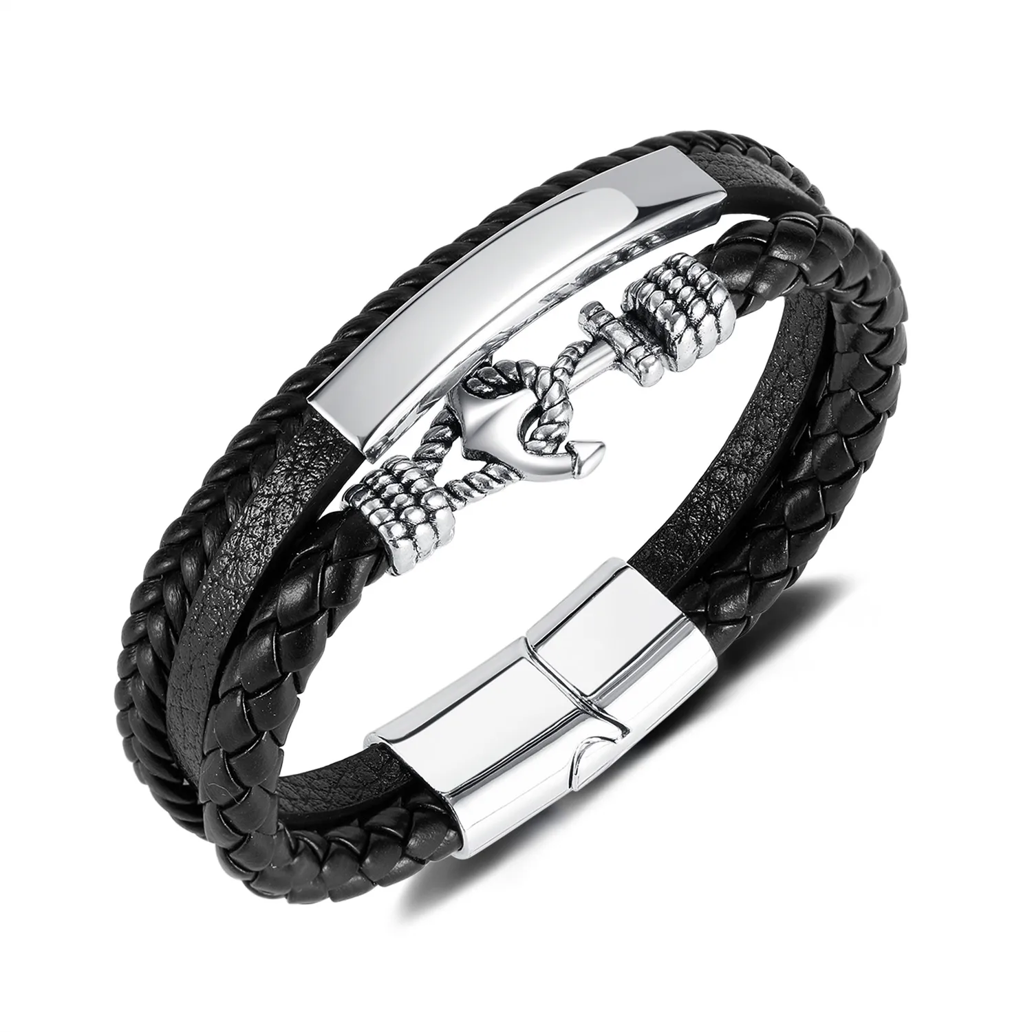Vintage Style Anchor Pu Leather Alloy Men's Bangle display picture 1