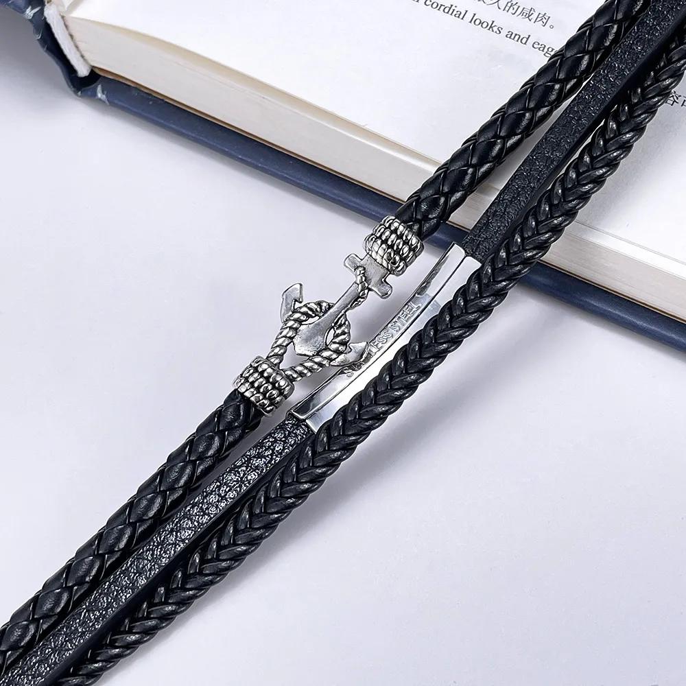 Vintage Style Anchor Pu Leather Alloy Men's Bangle display picture 5