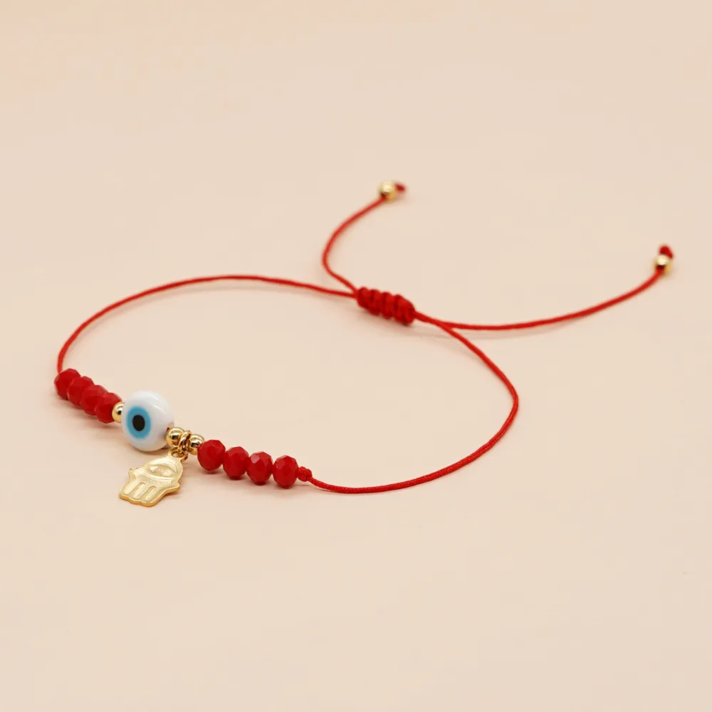 Bohemian Geometric Devil's Eye Artificial Crystal Rope Women's Drawstring Bracelets display picture 4