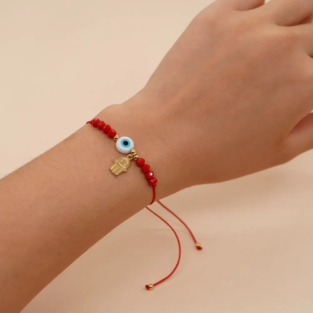 Bohemian Geometric Devil's Eye Artificial Crystal Rope Women's Drawstring Bracelets display picture 6