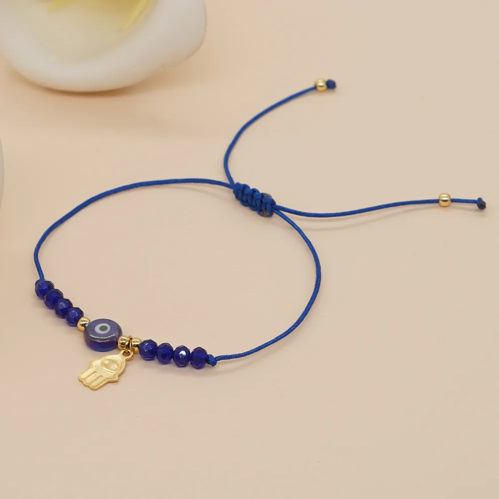 Bohemian Geometric Devil's Eye Artificial Crystal Rope Women's Drawstring Bracelets display picture 9