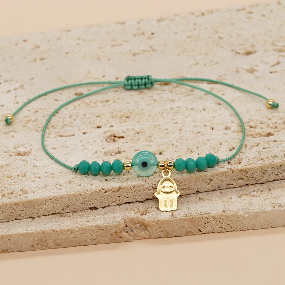 Bohemian Geometric Devil's Eye Artificial Crystal Rope Women's Drawstring Bracelets display picture 11