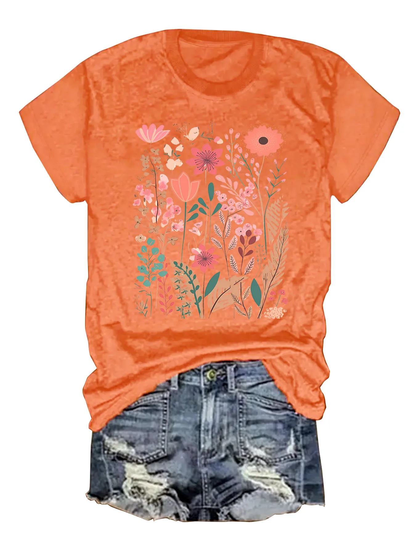 Women's T-shirt Short Sleeve T-Shirts Printing Streetwear Flower display picture 4