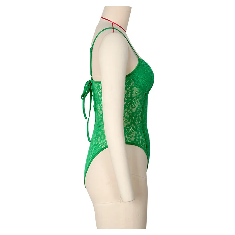 Women's Bodysuits Sleeveless Bodysuits Lace Sexy Solid Color display picture 2