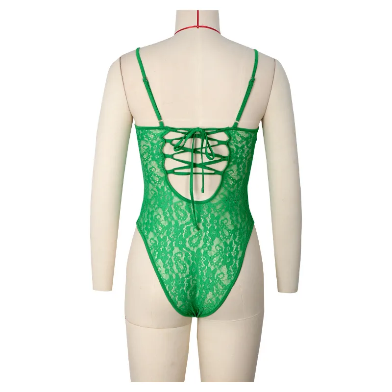 Women's Bodysuits Sleeveless Bodysuits Lace Sexy Solid Color display picture 3