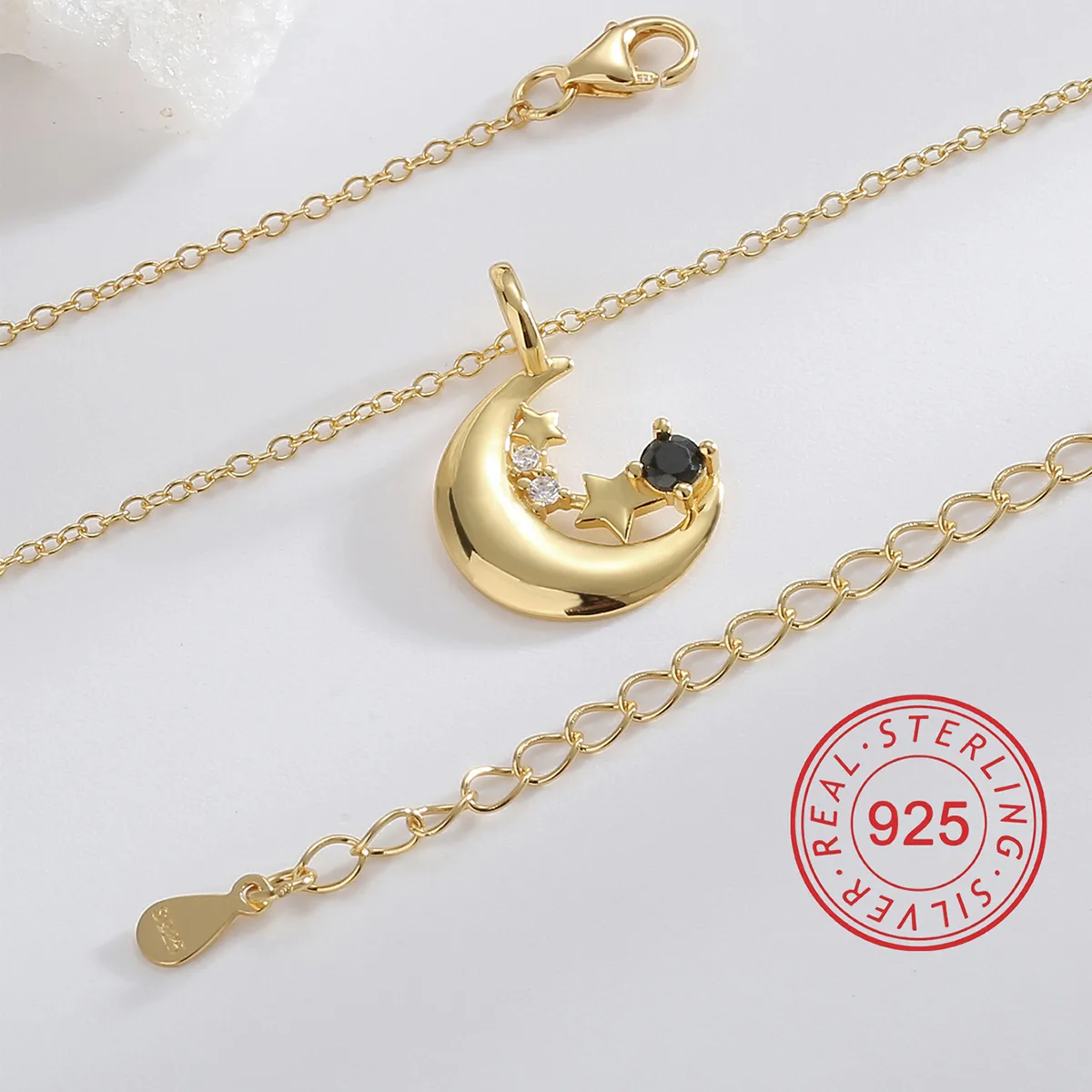 925 Sterling Silver Zircon Inlay Sun Star Heart Shape Pendant Necklace display picture 1