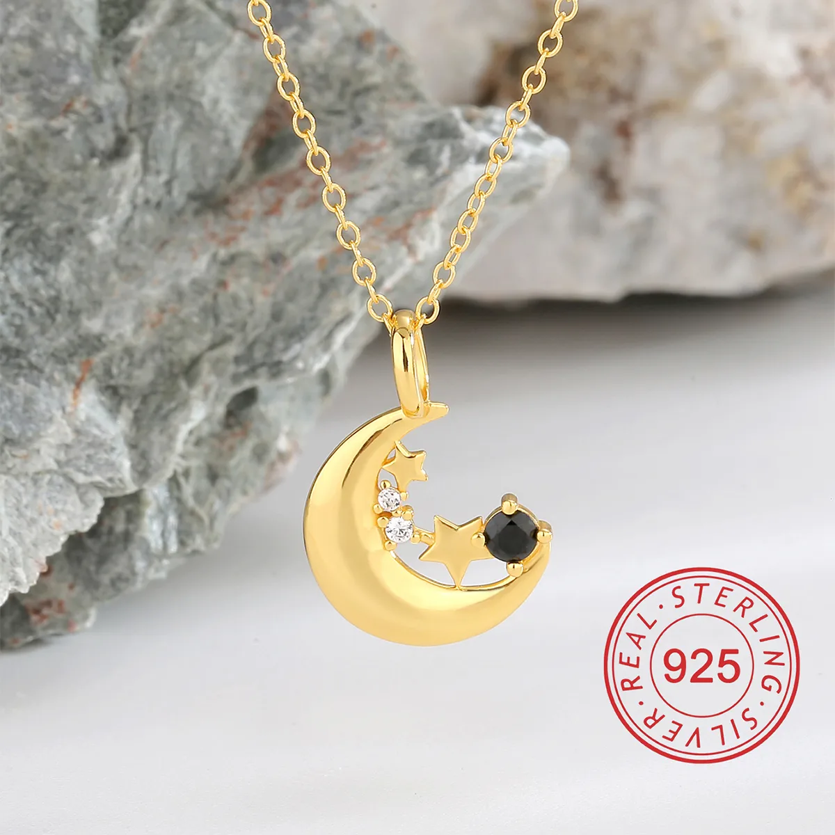 925 Sterling Silver Zircon Inlay Sun Star Heart Shape Pendant Necklace display picture 2