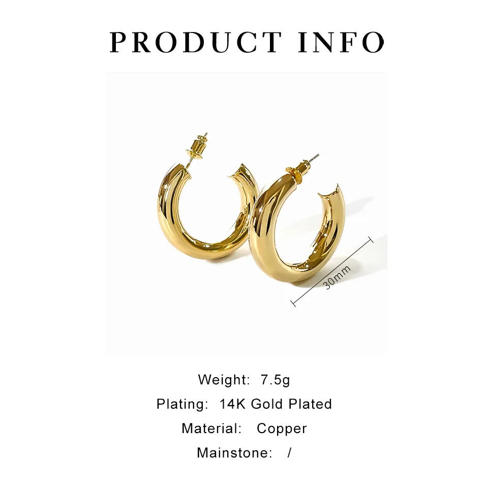 1 Pair Simple Style Artistic C Shape Copper 14K Gold Plated Ear Studs display picture 1