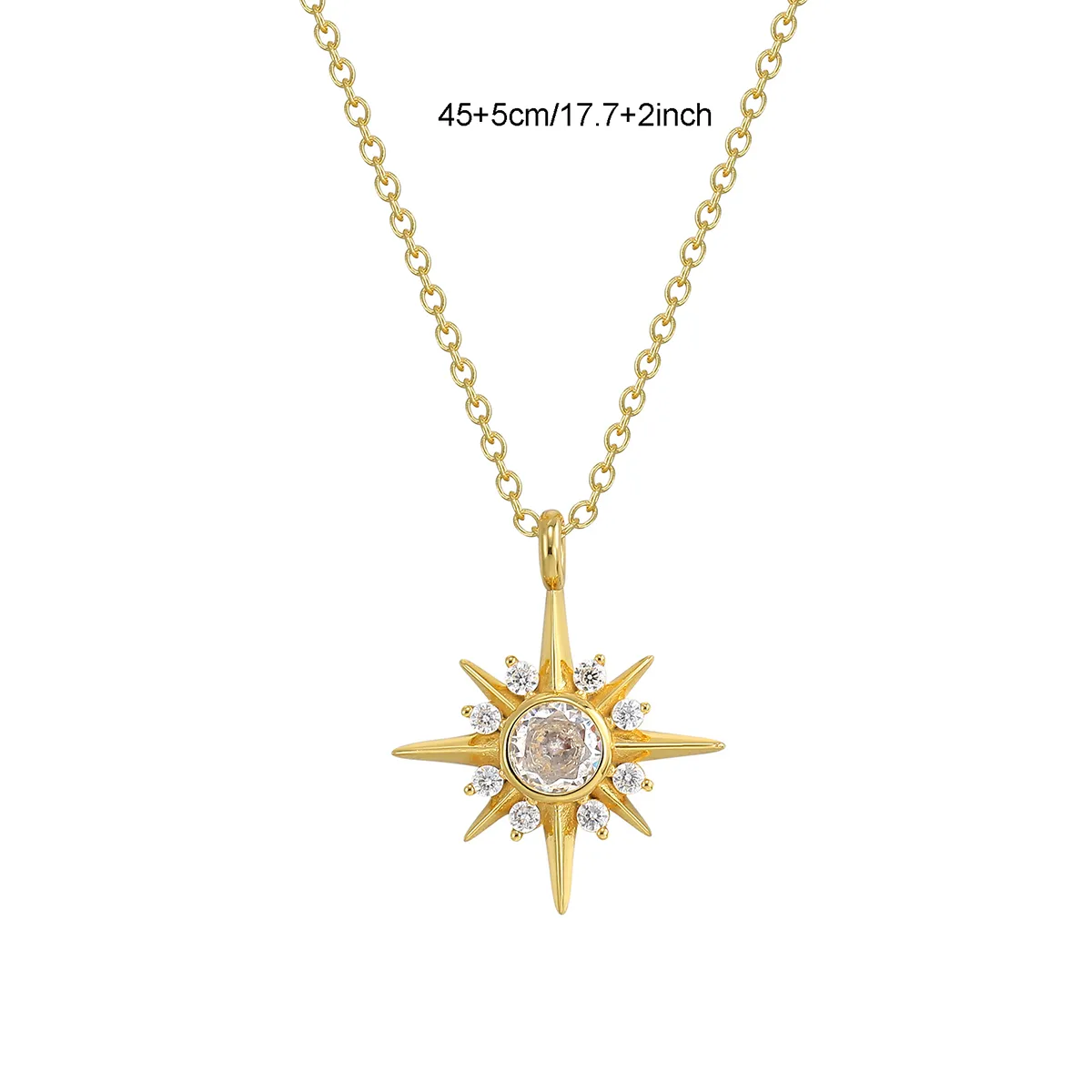925 Sterling Silver Zircon Inlay Sun Star Heart Shape Pendant Necklace display picture 17