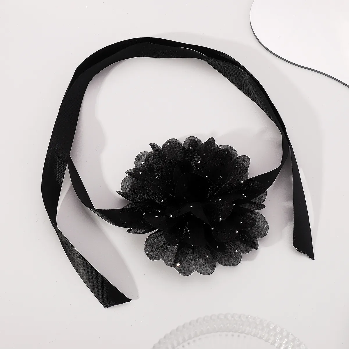 Wholesale Jewelry Simple Style Classic Style Flower Gauze Rhinestones Inlay Choker display picture 2