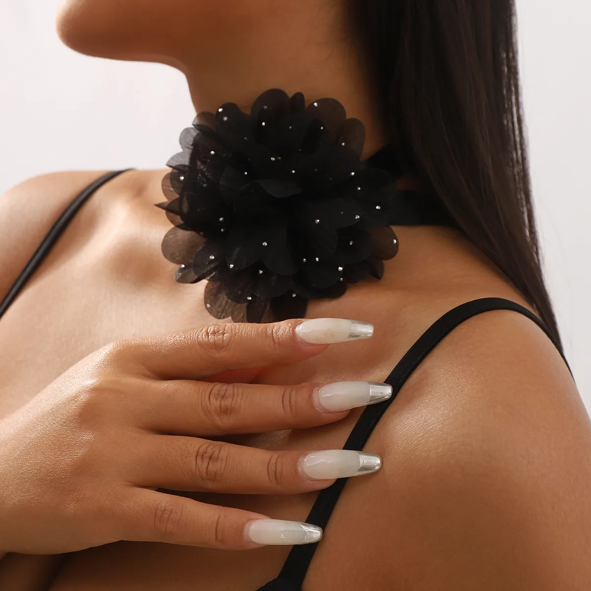 Wholesale Jewelry Simple Style Classic Style Flower Gauze Rhinestones Inlay Choker display picture 4