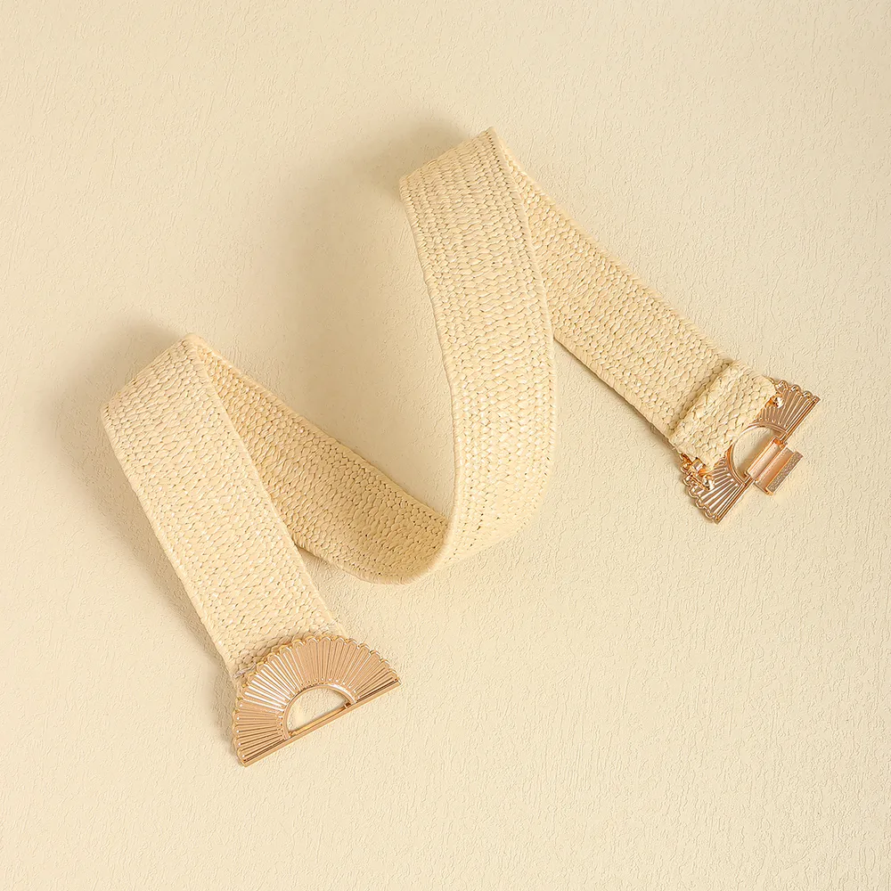Elegant Business Simple Style Solid Color Alloy Fabric Metal Button Women's Woven Belts display picture 8