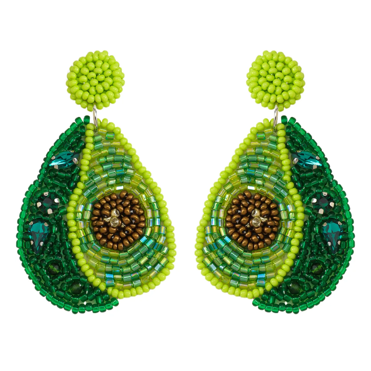 1 Pair Cute Pear Inlay Seed Bead Rhinestones Drop Earrings display picture 9