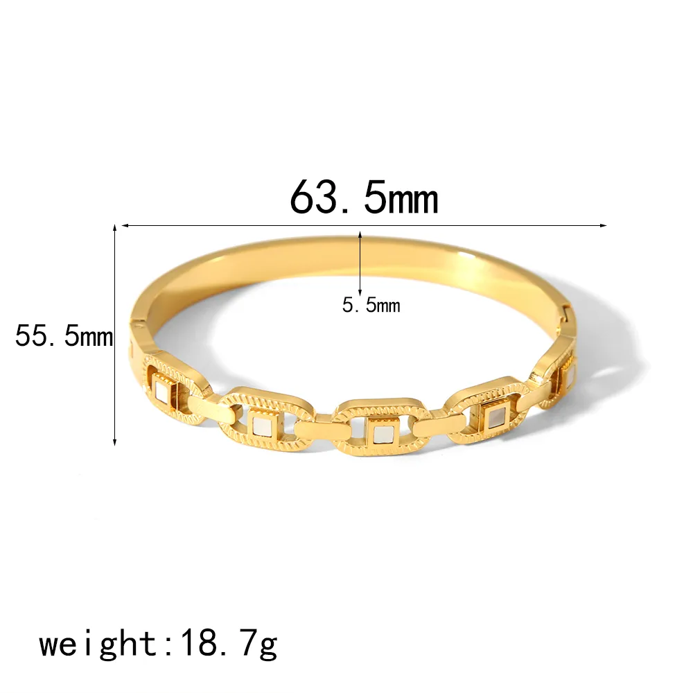 Simple Style Commute Geometric 304 Stainless Steel 18K Gold Plated Glass Bangle In Bulk display picture 6