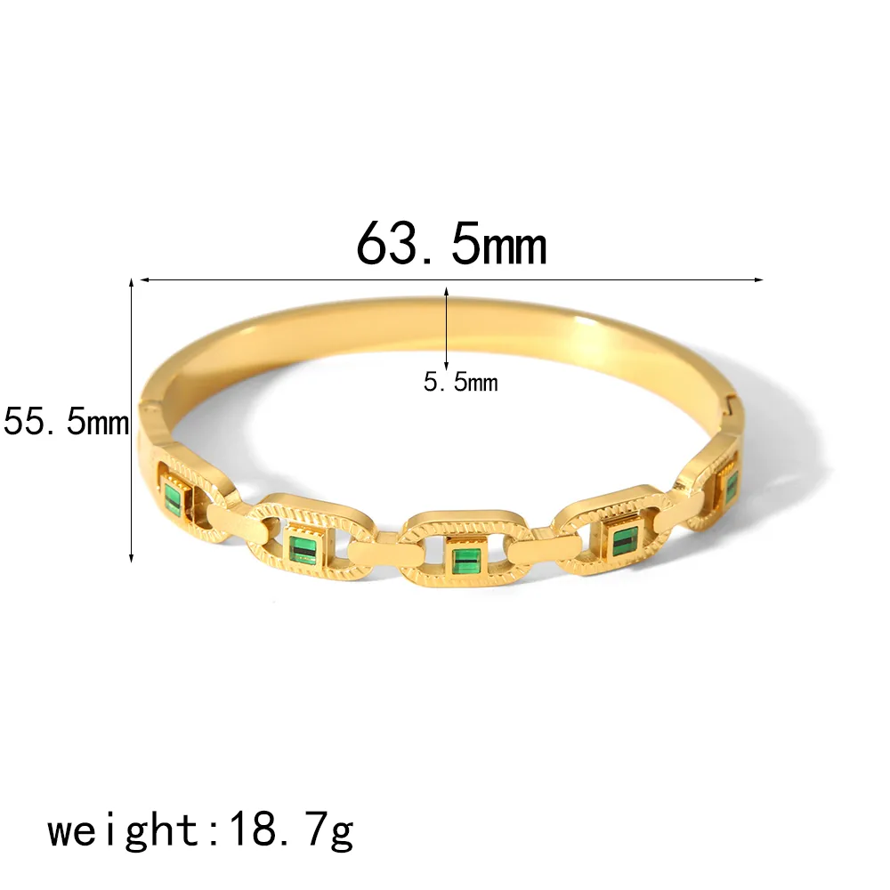 Simple Style Commute Geometric 304 Stainless Steel 18K Gold Plated Glass Bangle In Bulk display picture 5