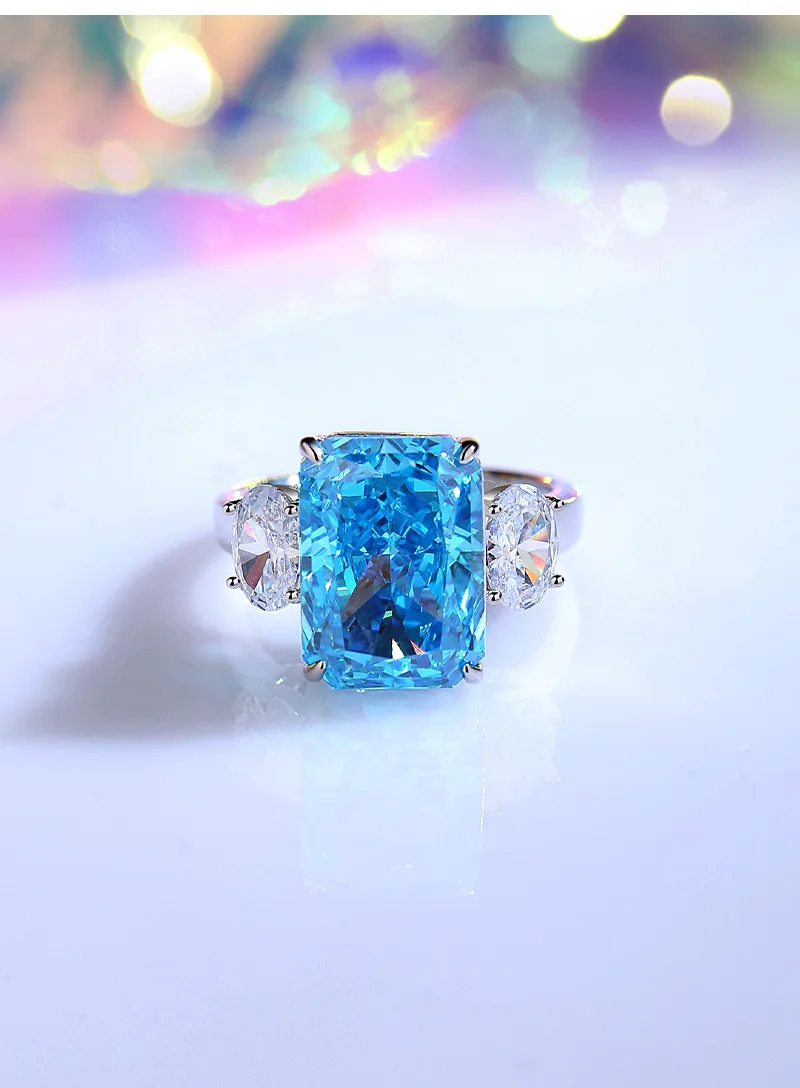 925 Sterling Silver High Carbon Diamond Geometric Rings display picture 2