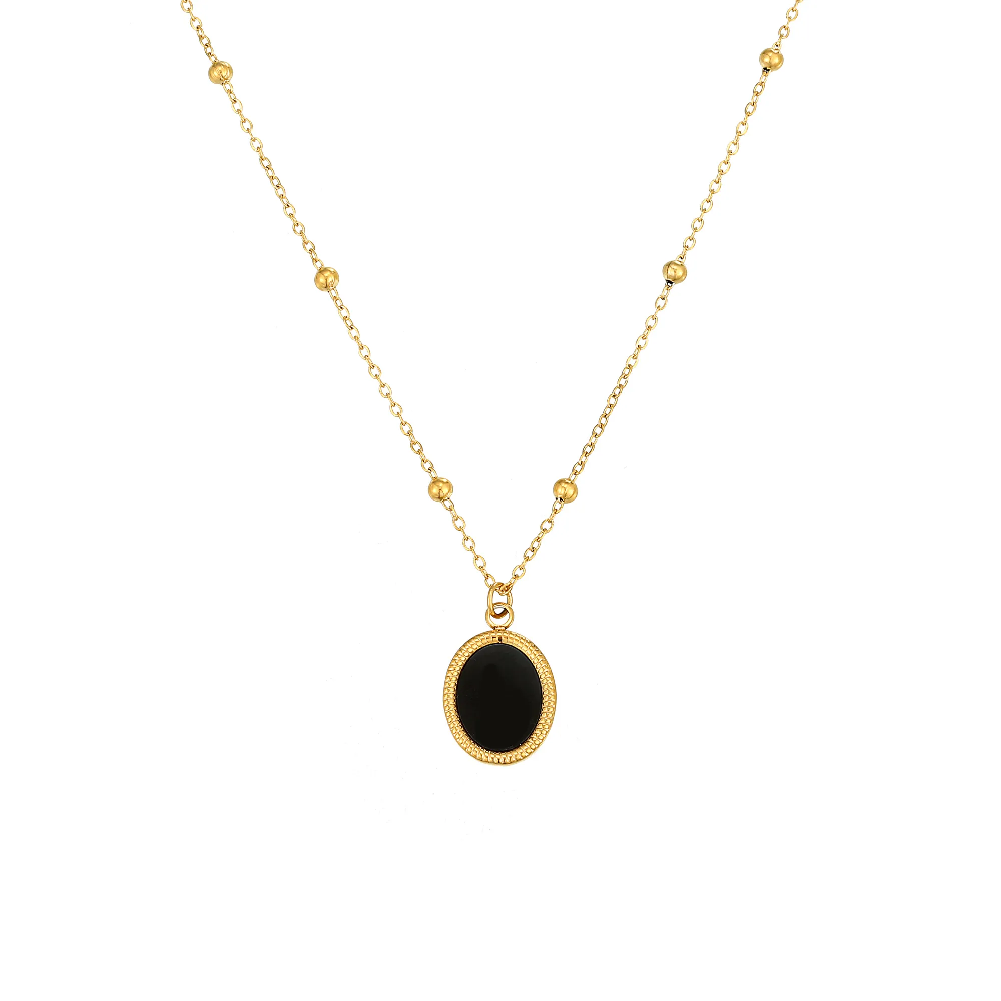 Stainless Steel 18K Gold Plated Elegant Simple Style Oval Inlay Acrylic Pendant Necklace display picture 1