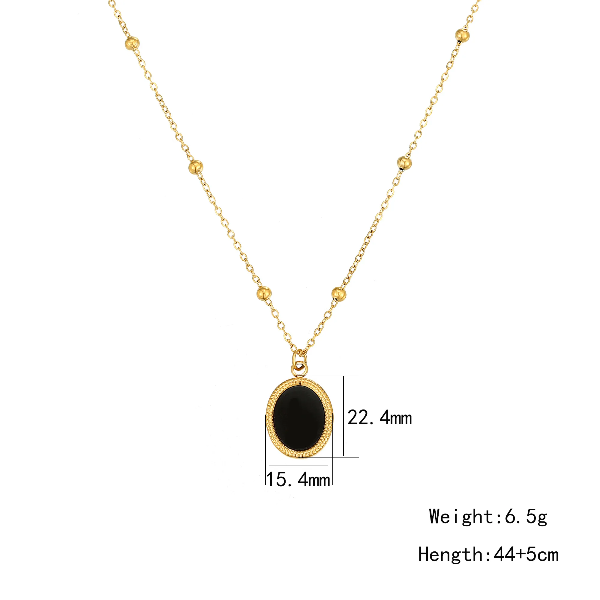 Stainless Steel 18K Gold Plated Elegant Simple Style Oval Inlay Acrylic Pendant Necklace display picture 4