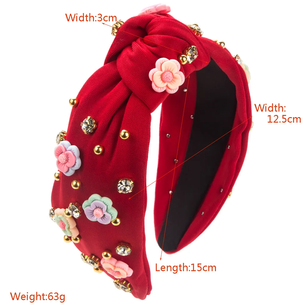 Women's Casual Modern Style Flower Cloth Inlay Rhinestones Hair Band display picture 1