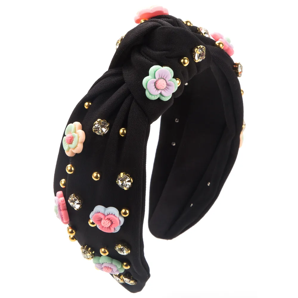 Women's Casual Modern Style Flower Cloth Inlay Rhinestones Hair Band display picture 9