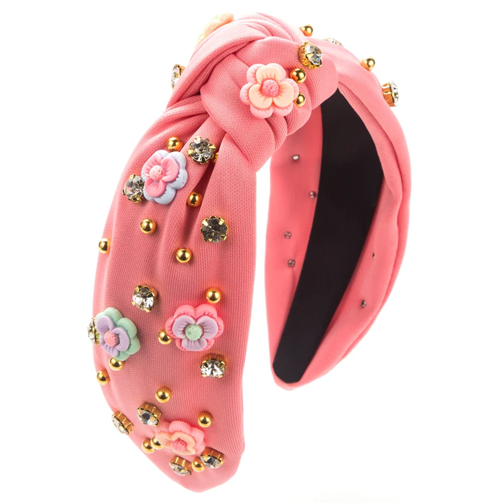 Women's Casual Modern Style Flower Cloth Inlay Rhinestones Hair Band display picture 5