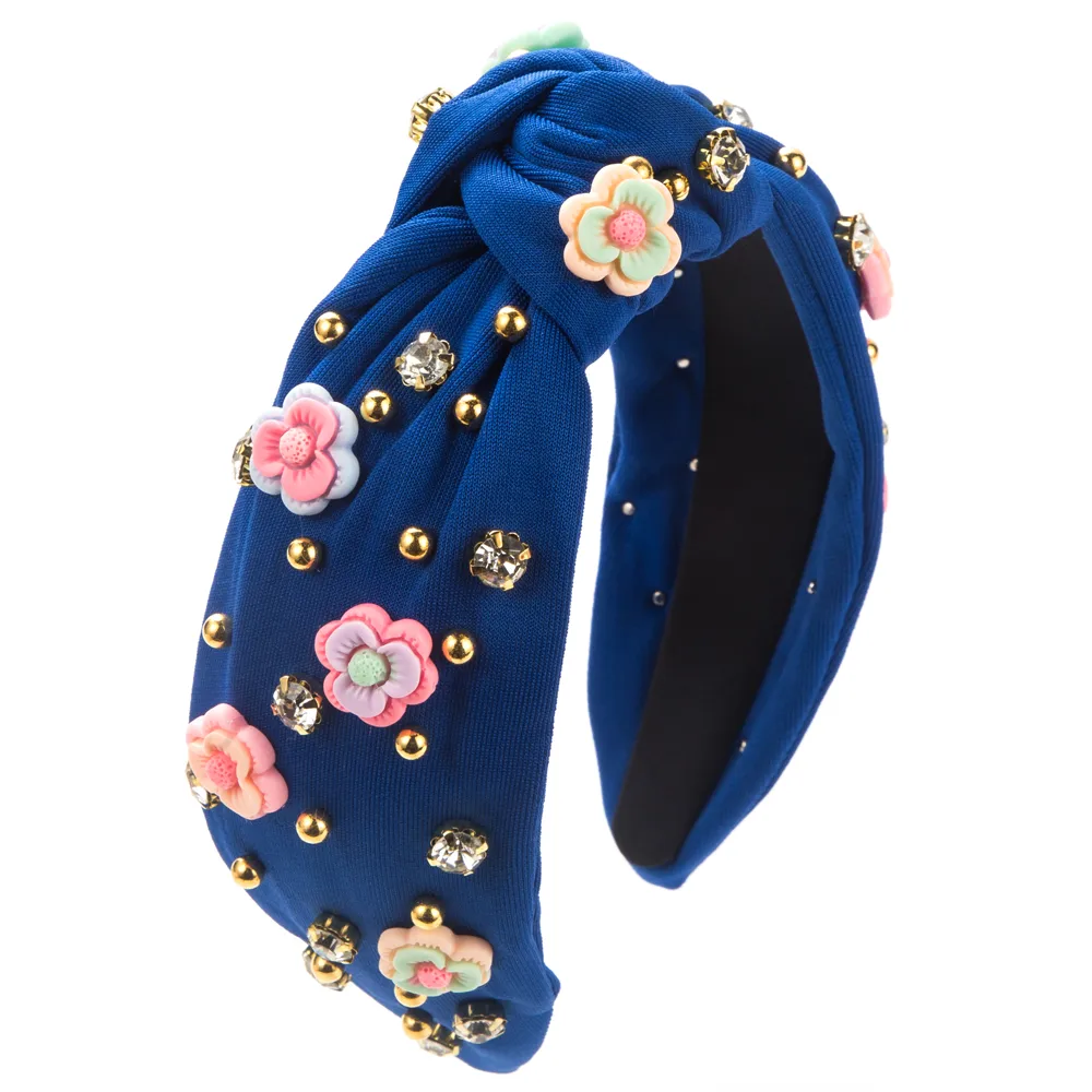 Women's Casual Modern Style Flower Cloth Inlay Rhinestones Hair Band display picture 7