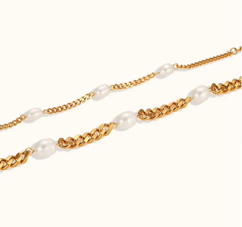 Simple Style Classic Style Solid Color 304 Stainless Steel Titanium Steel 18K Gold Plated Freshwater Pearl Bracelets In Bulk display picture 3