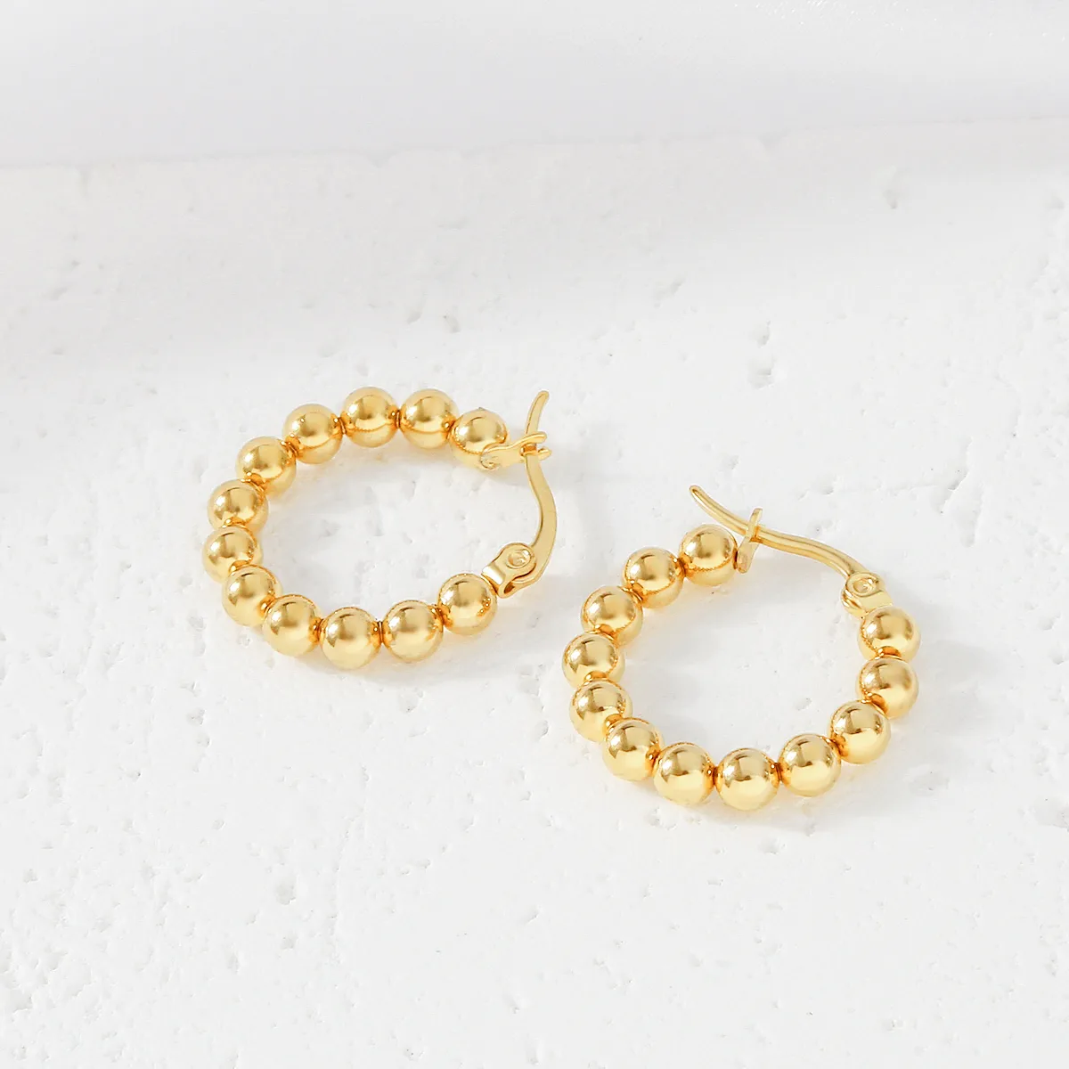 1 Pair Simple Style U Shape Round Square Plating 304 Stainless Steel 18K Gold Plated Earrings display picture 12