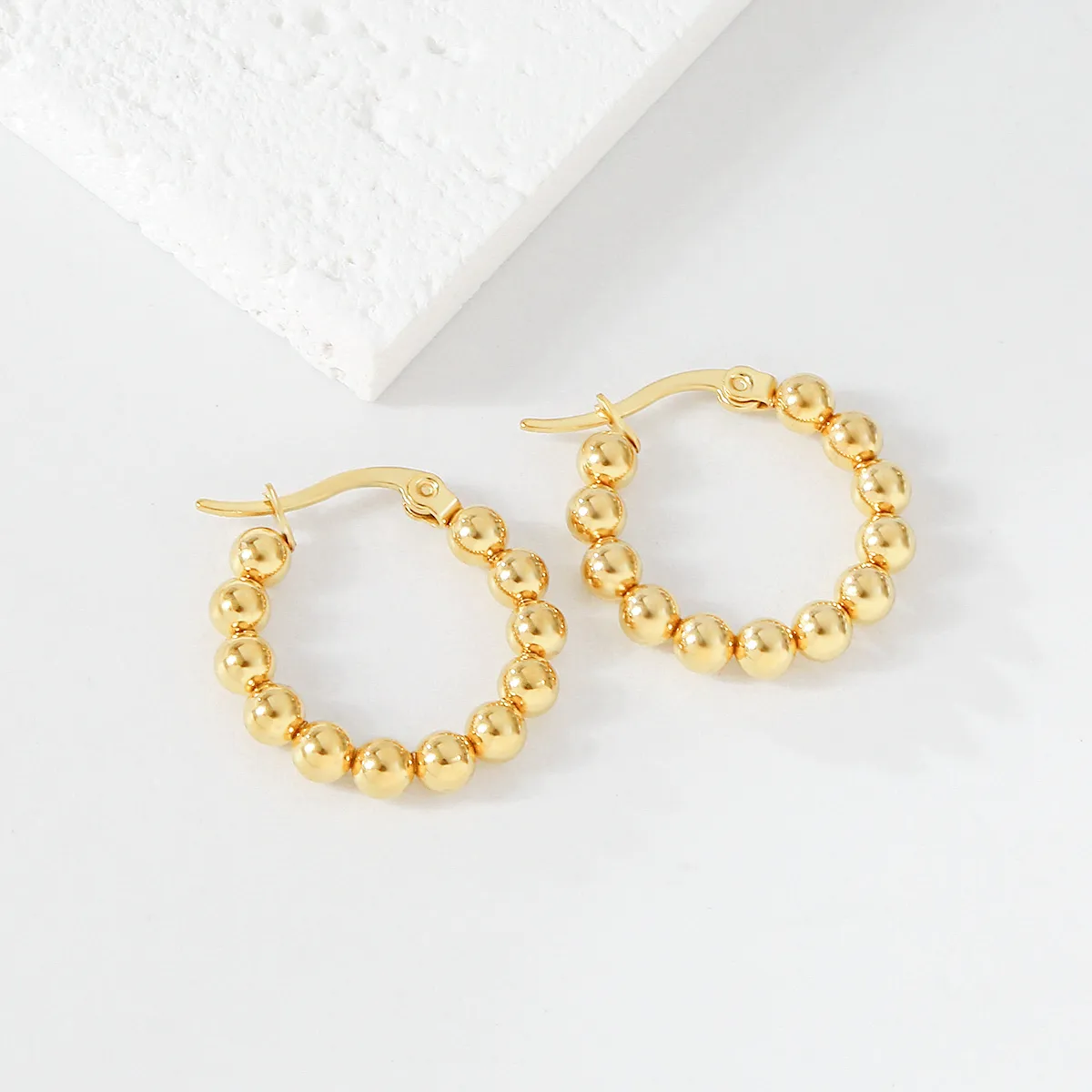 1 Pair Simple Style U Shape Round Square Plating 304 Stainless Steel 18K Gold Plated Earrings display picture 11